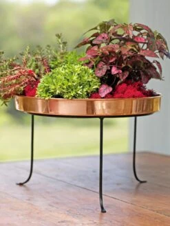 Large Round Copper Plant Tray, 14" -Garden Care Shop 8593567 4636 tif