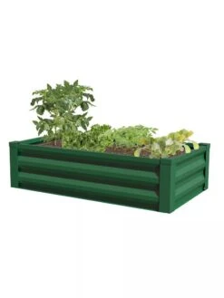 Powder-Coated Metal Raised Garden Bed, 24" X 48" 9 Powder-Coated Metal Raised Garden Bed, 24" X 48" -Garden Care Shop 8599393 02V powder coated metal raised garden bed 24x49 forest green