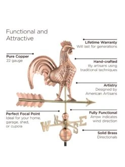 Rooster Copper Weathervane -Garden Care Shop 8600283 02v