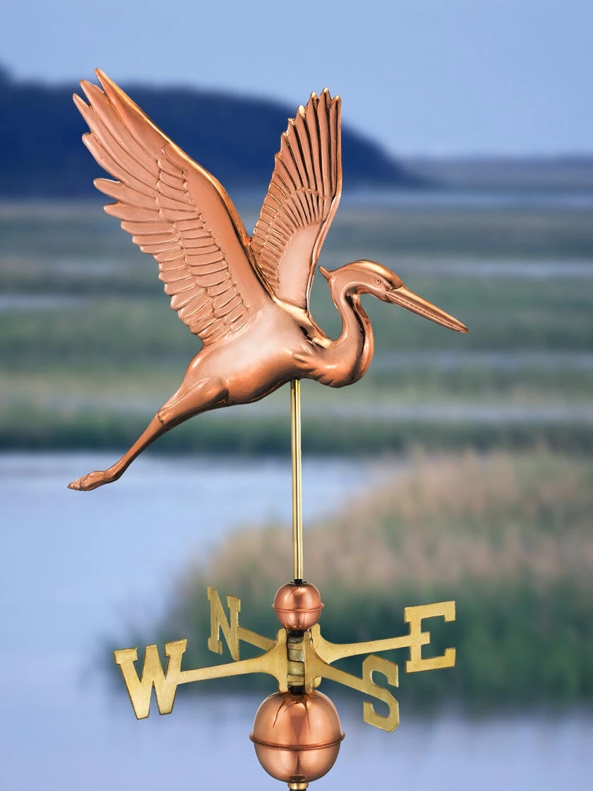 Graceful Blue Heron Copper Weathervane 3 Graceful Blue Heron Copper Weathervane