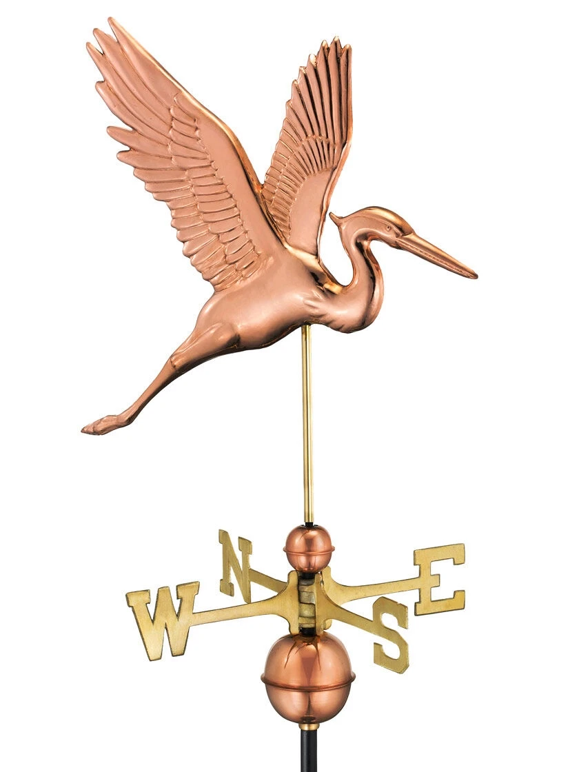 Graceful Blue Heron Copper Weathervane 4 Graceful Blue Heron Copper Weathervane - Image 2