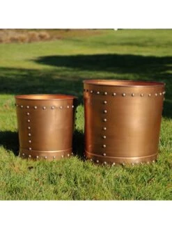 Riveted Planters, Set Of 2 -Garden Care Shop 8610081 03v