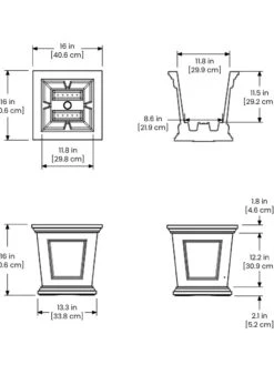Fairfield Self-Watering Square Planter, 16” X 16” -Garden Care Shop 8611695 19V tif