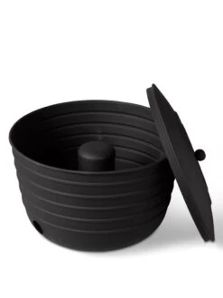 Matte Black Ribbed Hose Pot With Lid 9 Matte Black Ribbed Hose Pot With Lid -Garden Care Shop 8611991 5868 tif